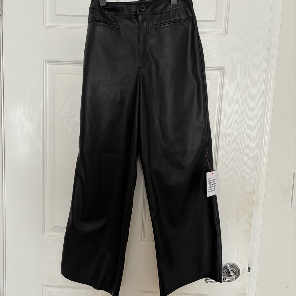 Topshop Black Faux Leather Trousers